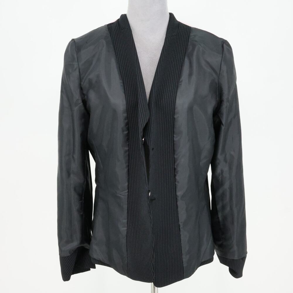 Daniele O Tahari Levine Jacket Womens 14 Black Pinstripe Lined Blazer Pockets - Picture 11 of 16